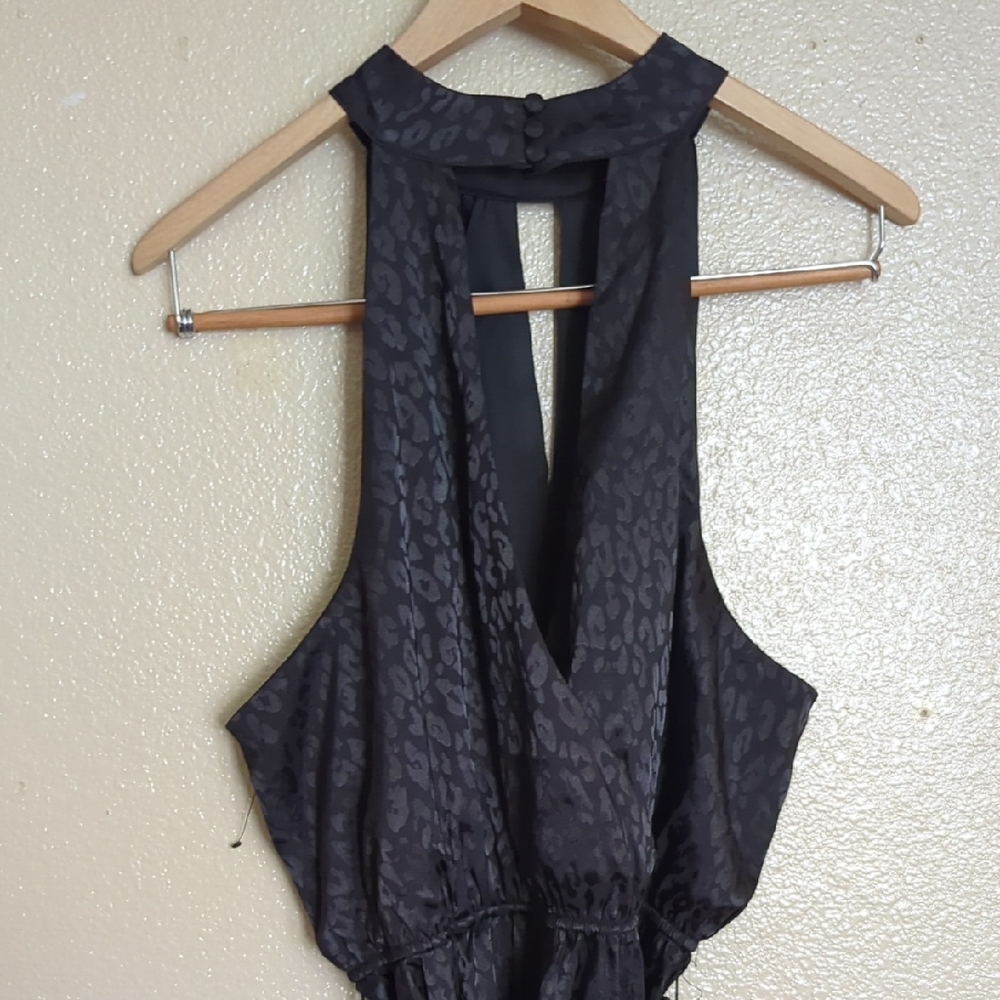 BCBG Halter Black Textured Animal Print Dress NWOT - Picture 7 of 10